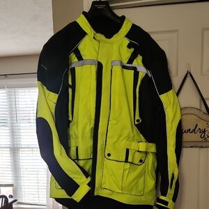 High-Visibility Yellow and Black Men's Motorcyle Jacket